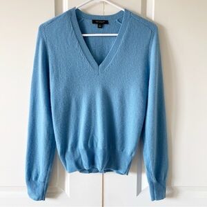 Ann Taylor 100% Cashmere V-neck Blue Sweater Size XS